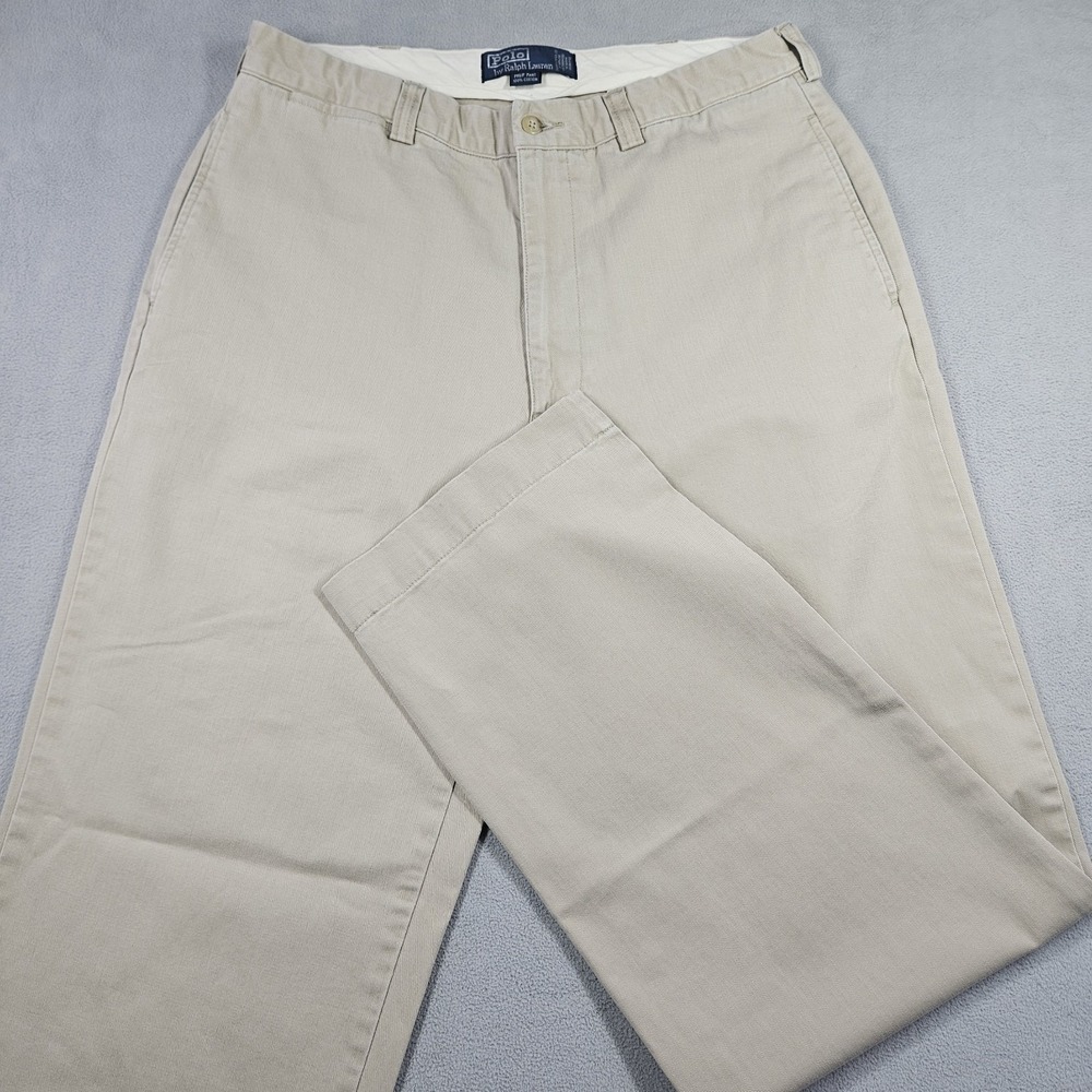 Vintage Polo Ralph Lauren Philip Pants 34x34 Khaki Chino Classic Trousers Preppy